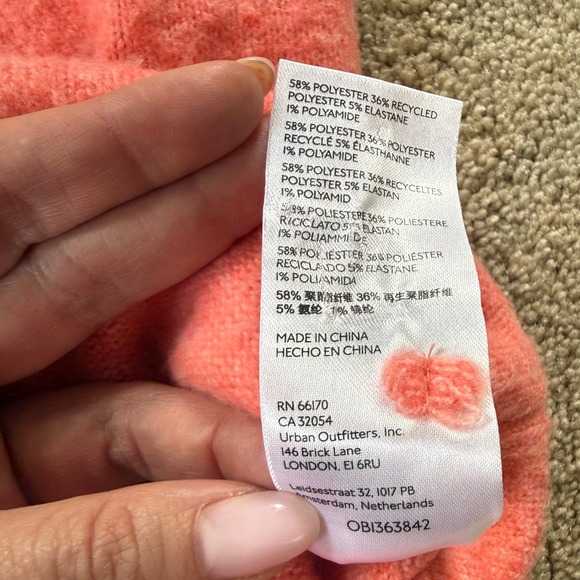 Anthropologie V-Neck Pullover Sweater Women Size M Coral Batwing Sleeve - Picture 7 of 9